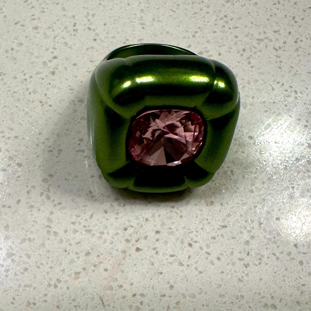 Swarovski pink and green ring